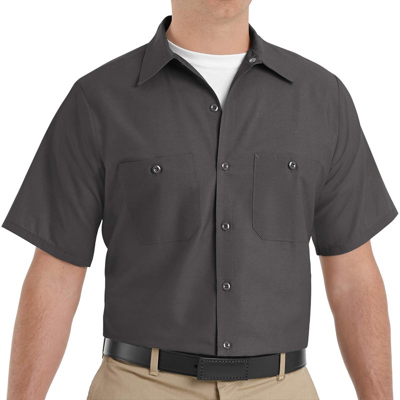 Red Kap Men's Standard Industrial Work Shirt, Regular Fit, Short Sleeve, Charcoal, X-Large - Image 1